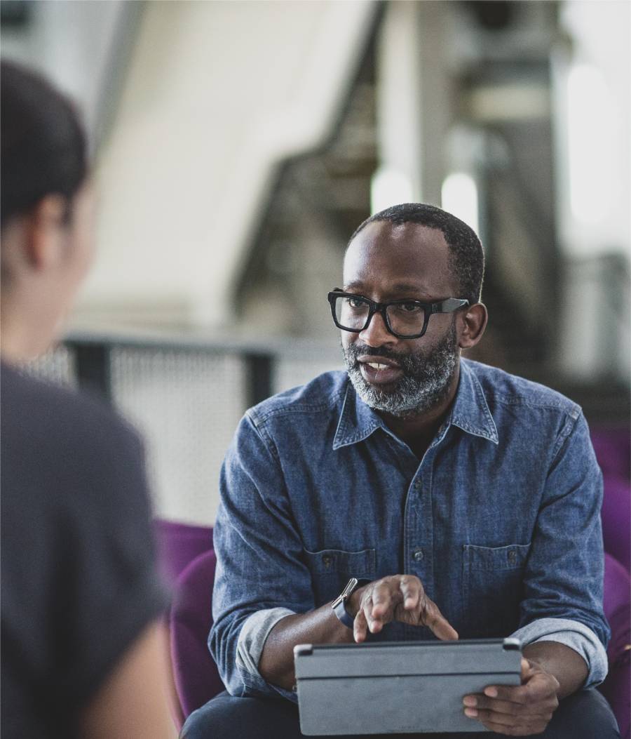 Man and women having a conversation