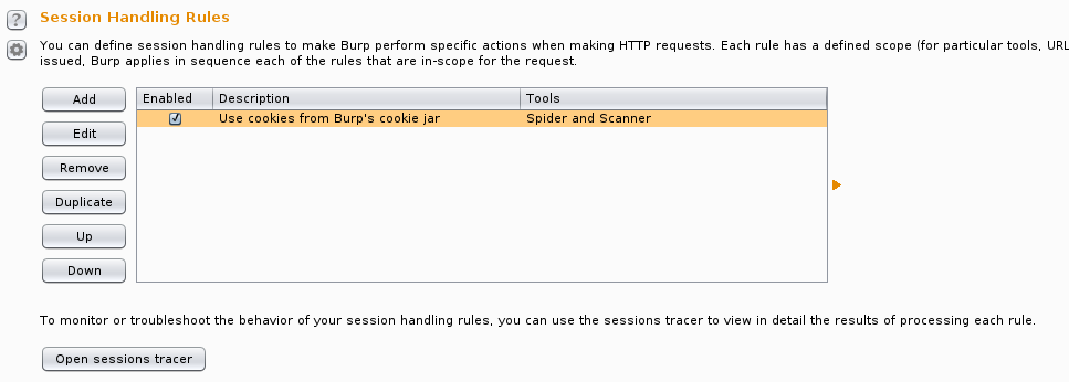 Session Handling Rules