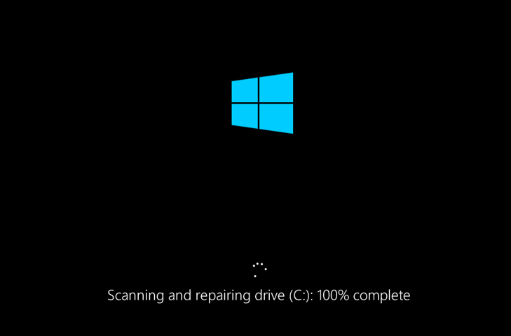 Screenshot showing system repair attempt